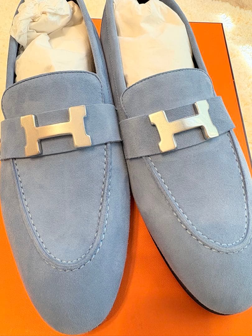 新品未使用　エルメス　モカシンパリ　36.5 ブルーシエル