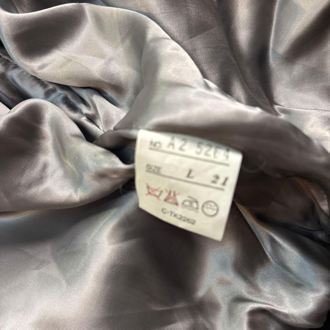 古着　メルトンウール　短丈ボンバージャケット　太アーム　ネイビー　L.