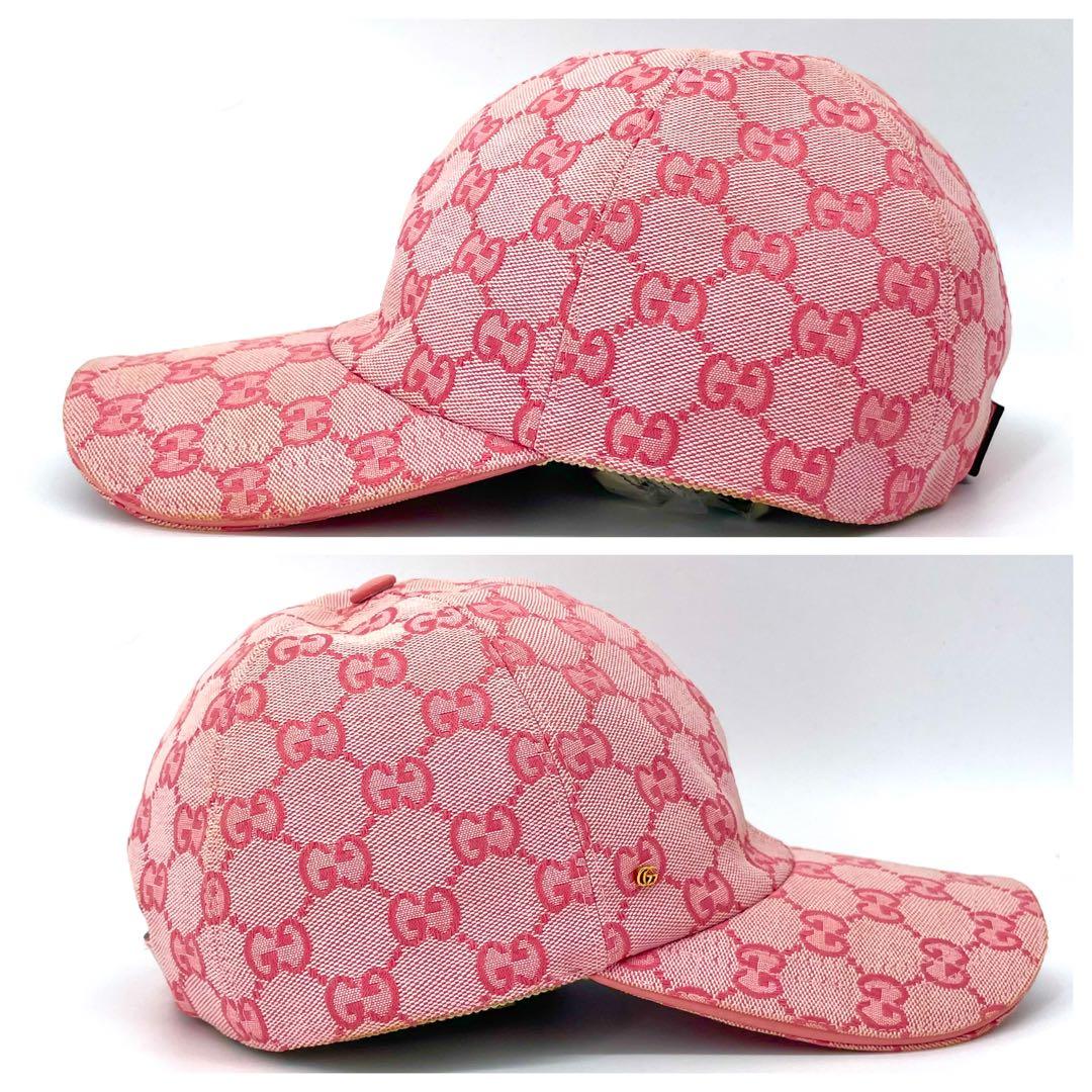 美品✨グッチ キャンバス GG柄 ベースボールキャップ GGチャーム ゴールド