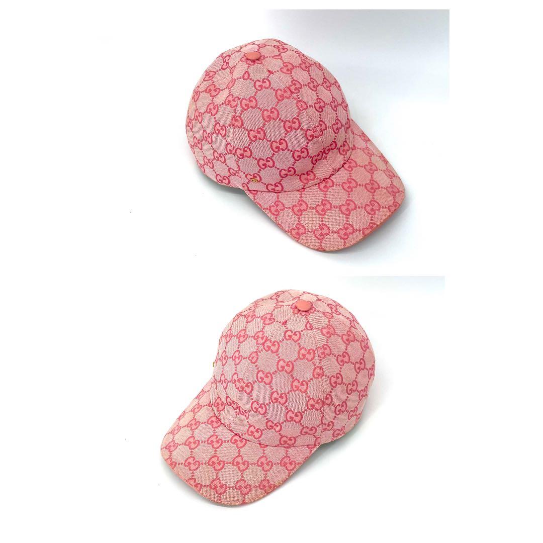 美品✨グッチ キャンバス GG柄 ベースボールキャップ GGチャーム ゴールド