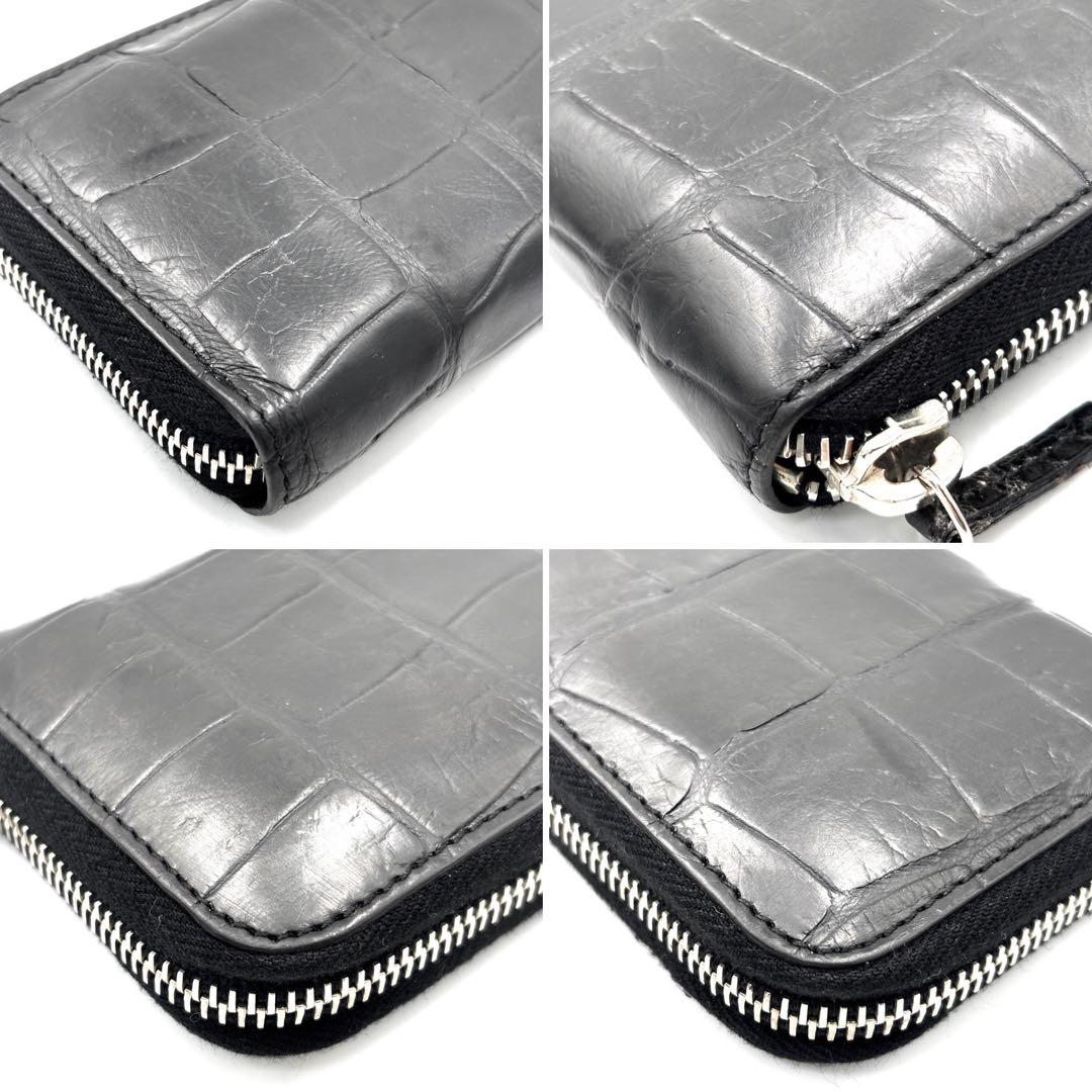 【美品】グッチ クロコダイル ケース レザー コンパクトウォレット 黒