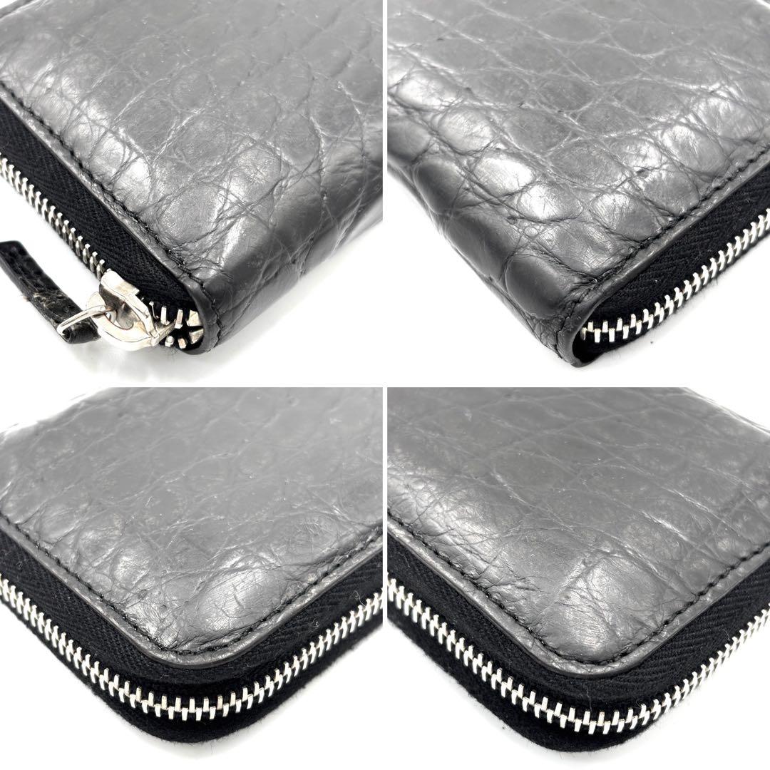 【美品】グッチ クロコダイル ケース レザー コンパクトウォレット 黒