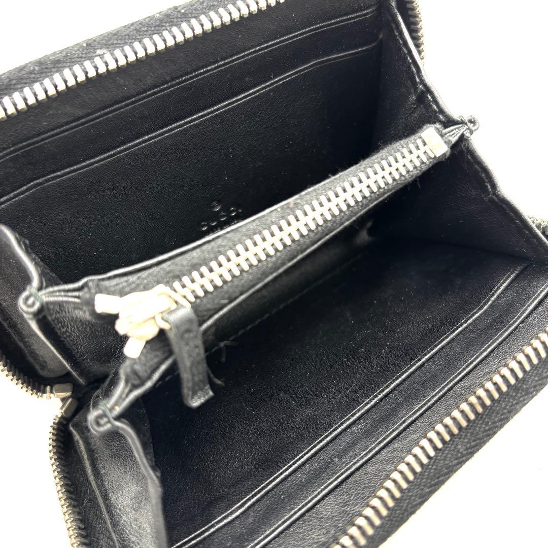 【美品】グッチ クロコダイル ケース レザー コンパクトウォレット 黒