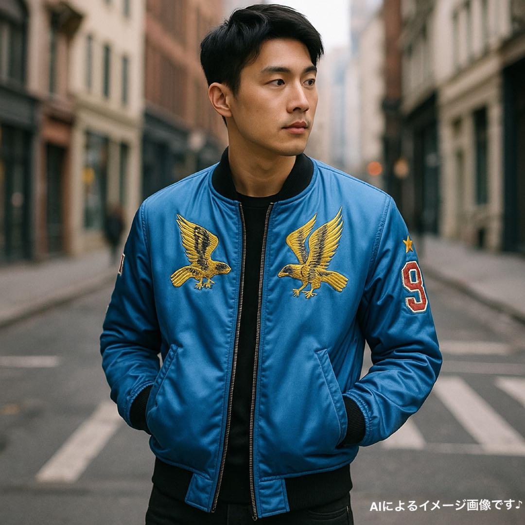 【希少】DIESEL ディーゼル スカジャン 刺繍 鷹 リバーシブル 2WAY