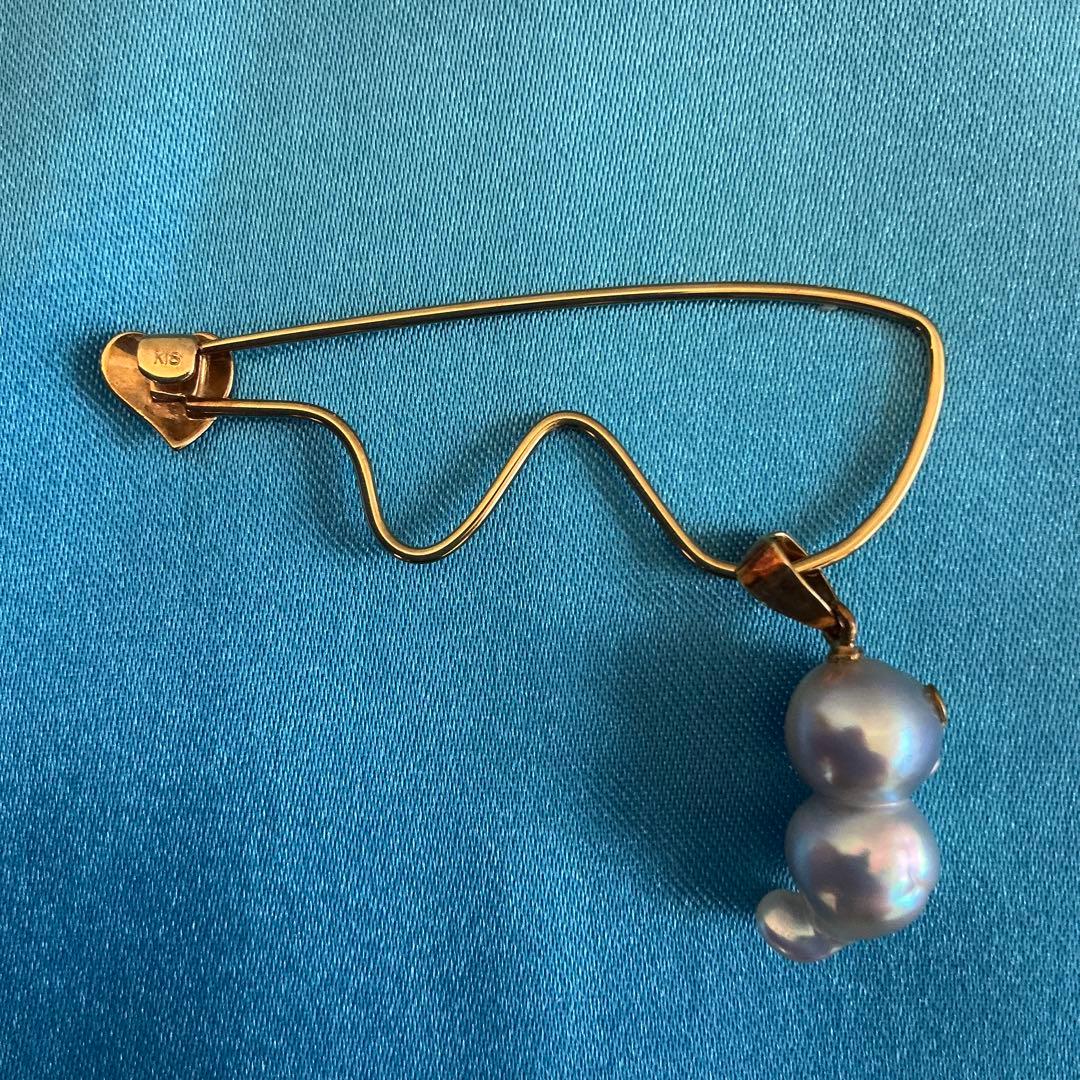 宇和島真珠 バロック真珠 あこや真珠 真珠ブローチ アヒルモチーフK18箱付き