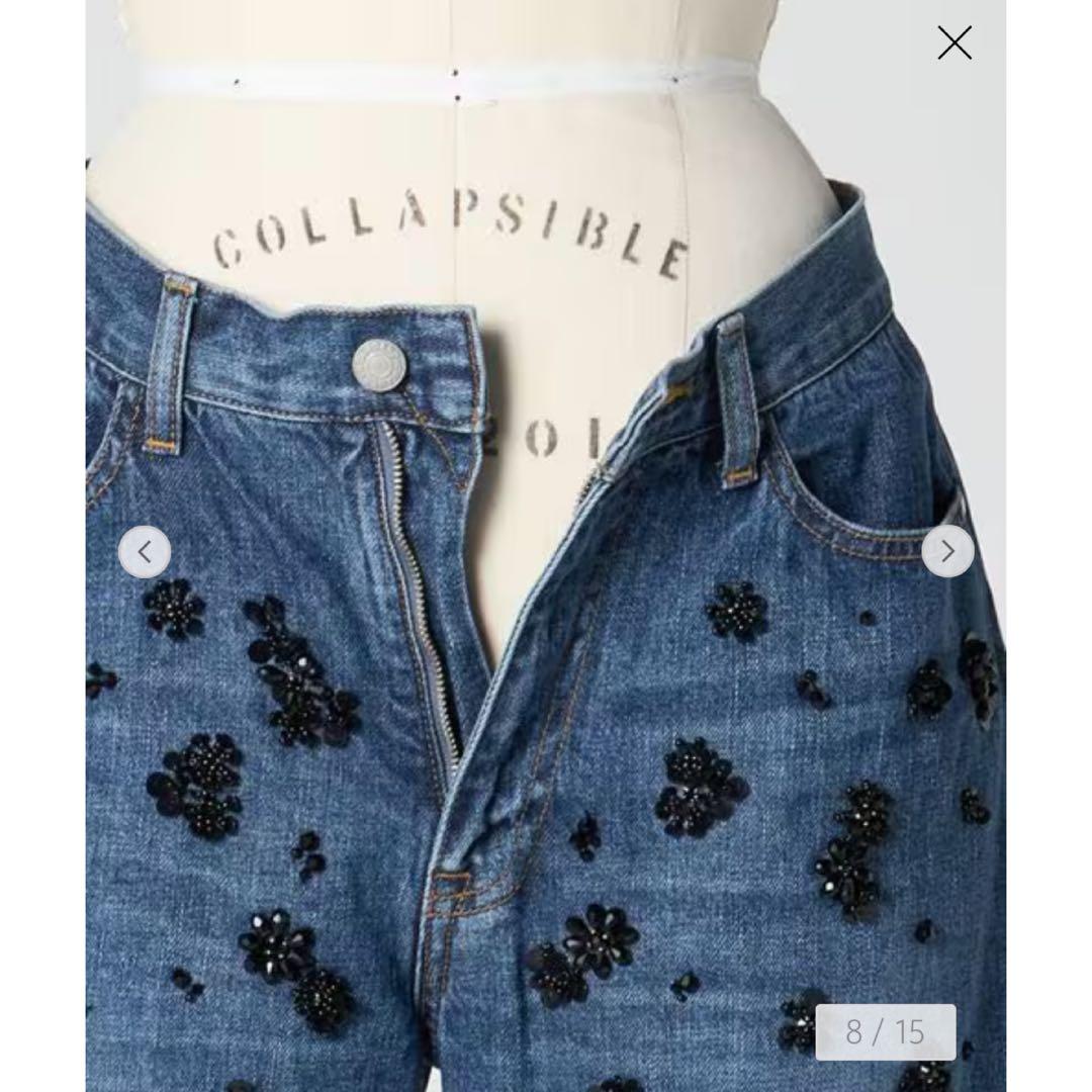 Drawer エンブロインディゴデニム 36 ビジュー 刺繍 miumiu