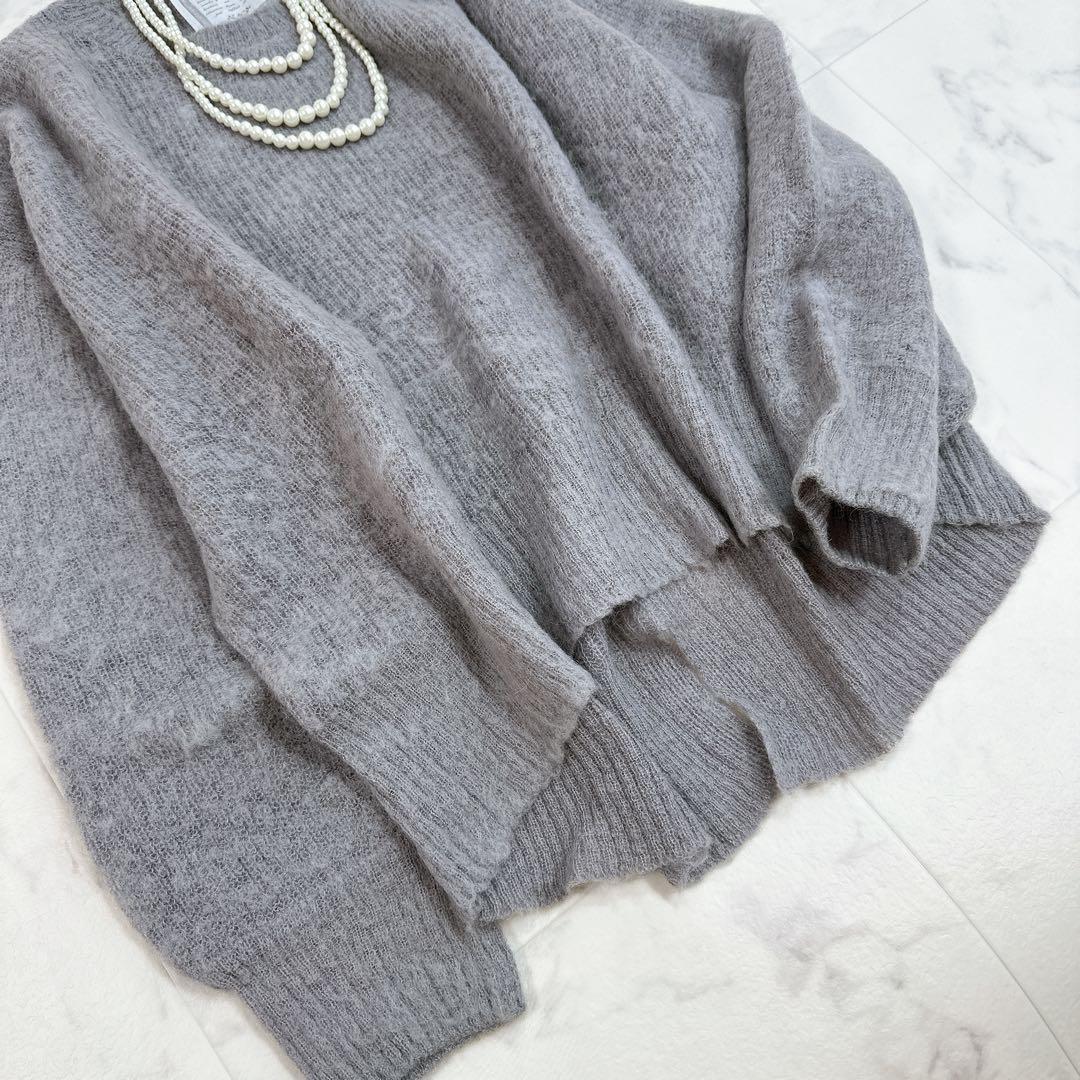 【美品】BEARDSLEY ビアズリー モヘアルーズニット長袖ニット　グレー