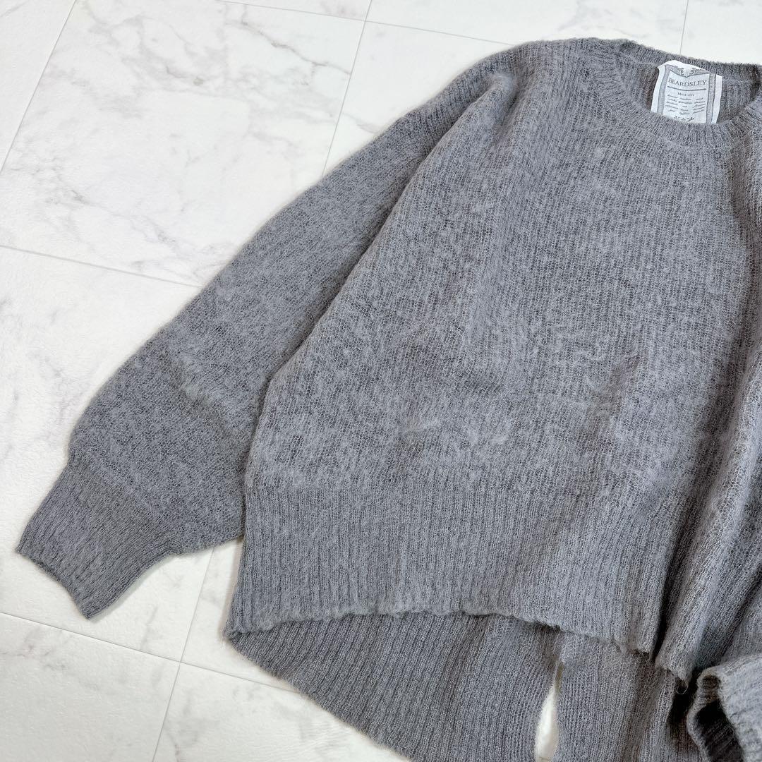 【美品】BEARDSLEY ビアズリー モヘアルーズニット長袖ニット　グレー