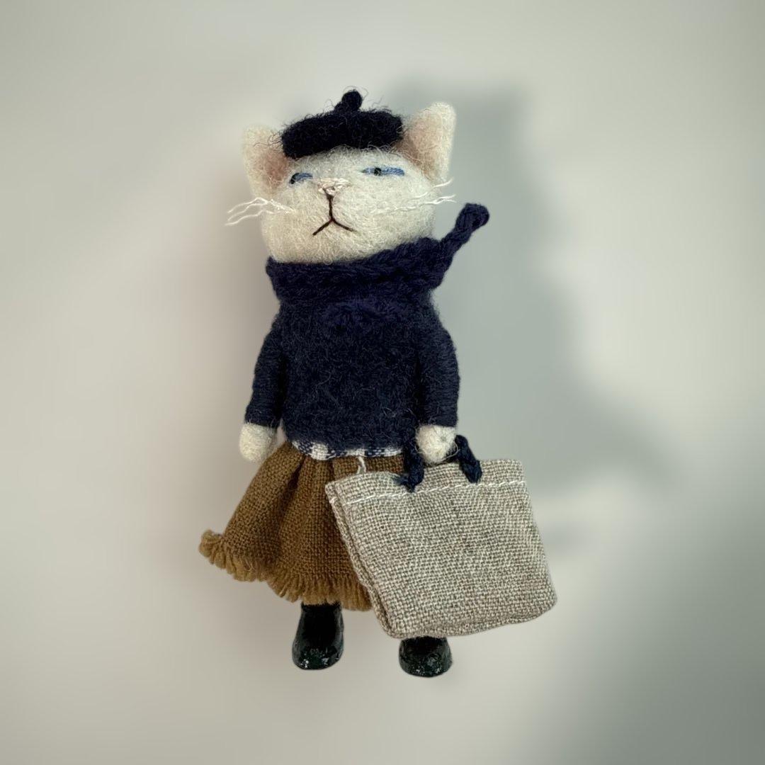 MTK SHEEP さん　羊毛フェルト　白ねこ