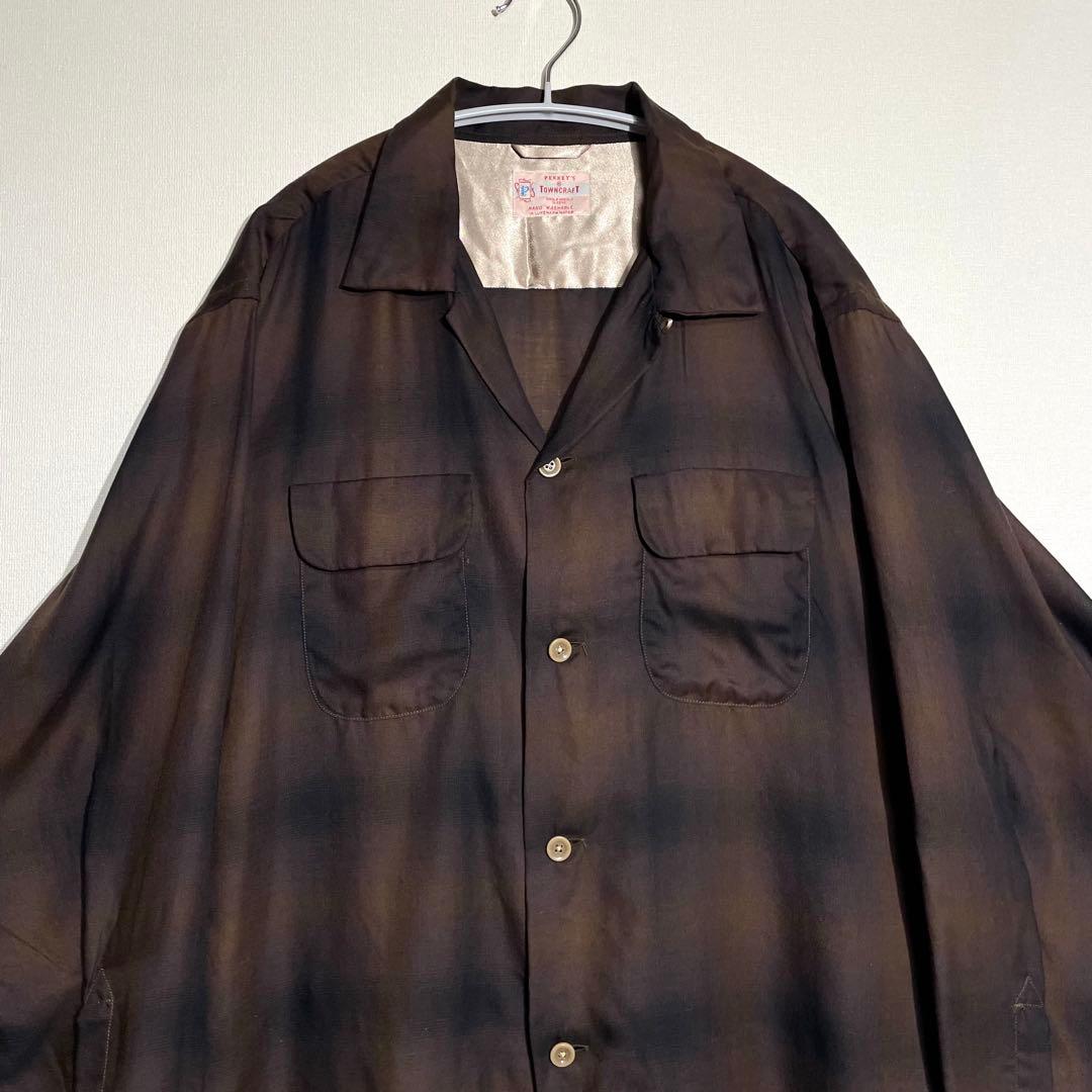 タウンクラフト オンブレ チェック シャツ ブラウン マルチカラー L