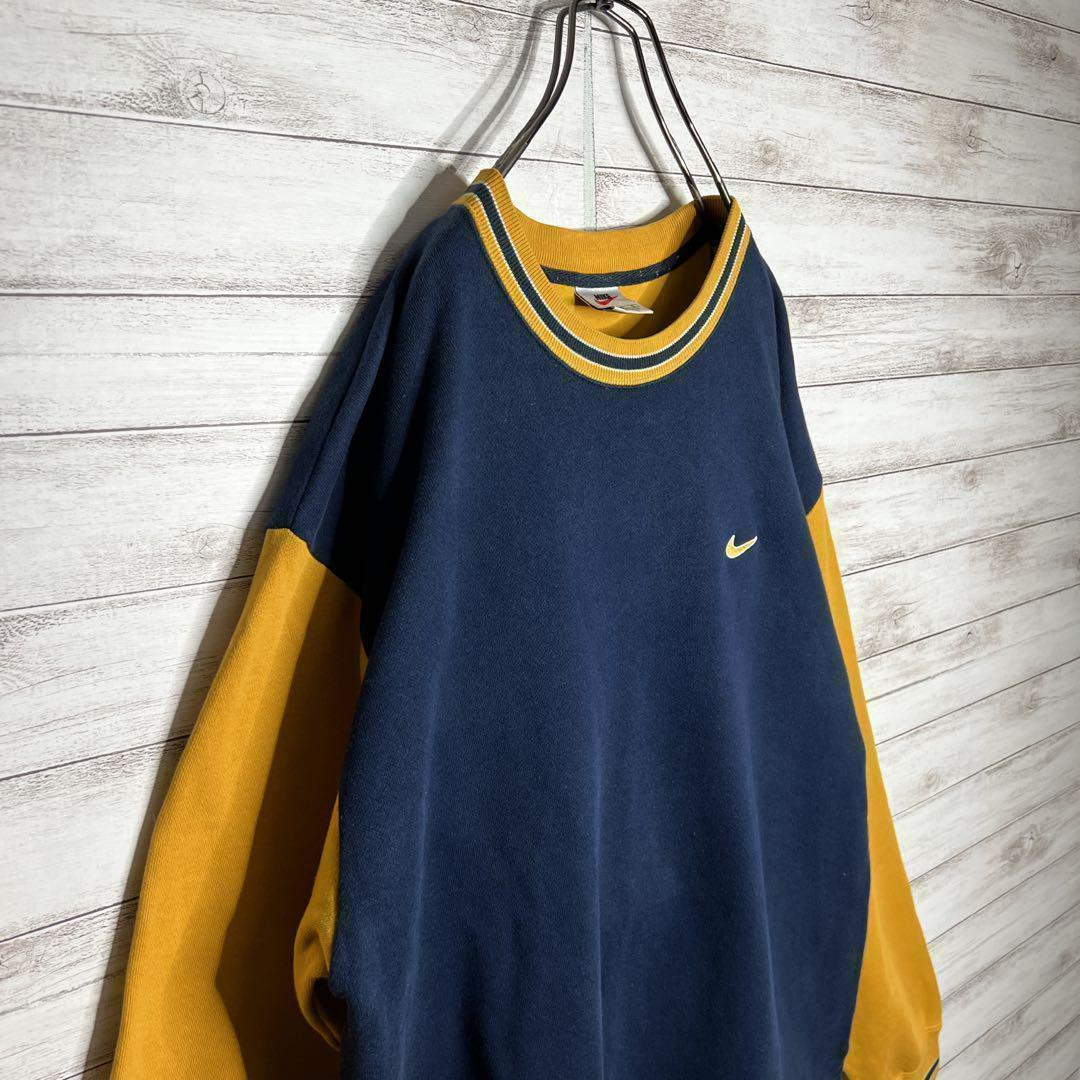 【入手困難!!】ナイキ ✈︎刺繍 ワンポイント バイカラー ゆるだぼ 白タグ