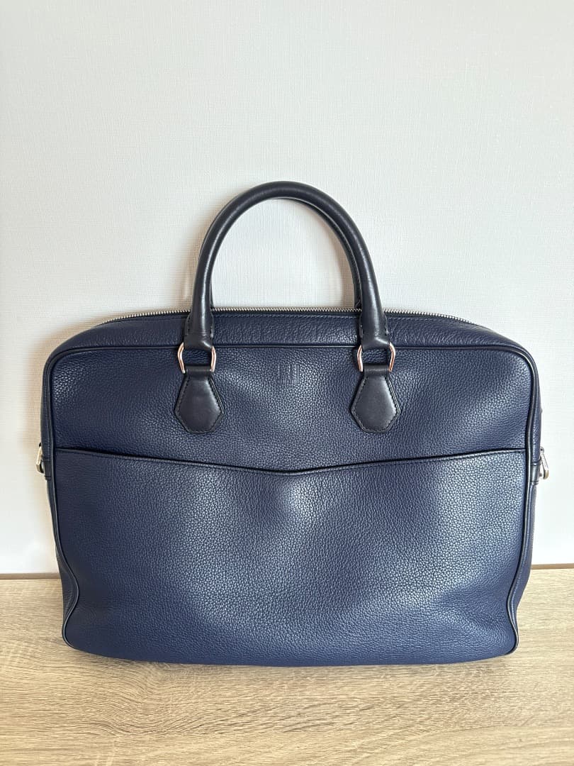 【値下げ】DUNHILL ダンヒル ネイビー レザー ビジネスバッグ