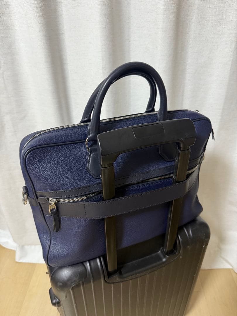 【値下げ】DUNHILL ダンヒル ネイビー レザー ビジネスバッグ