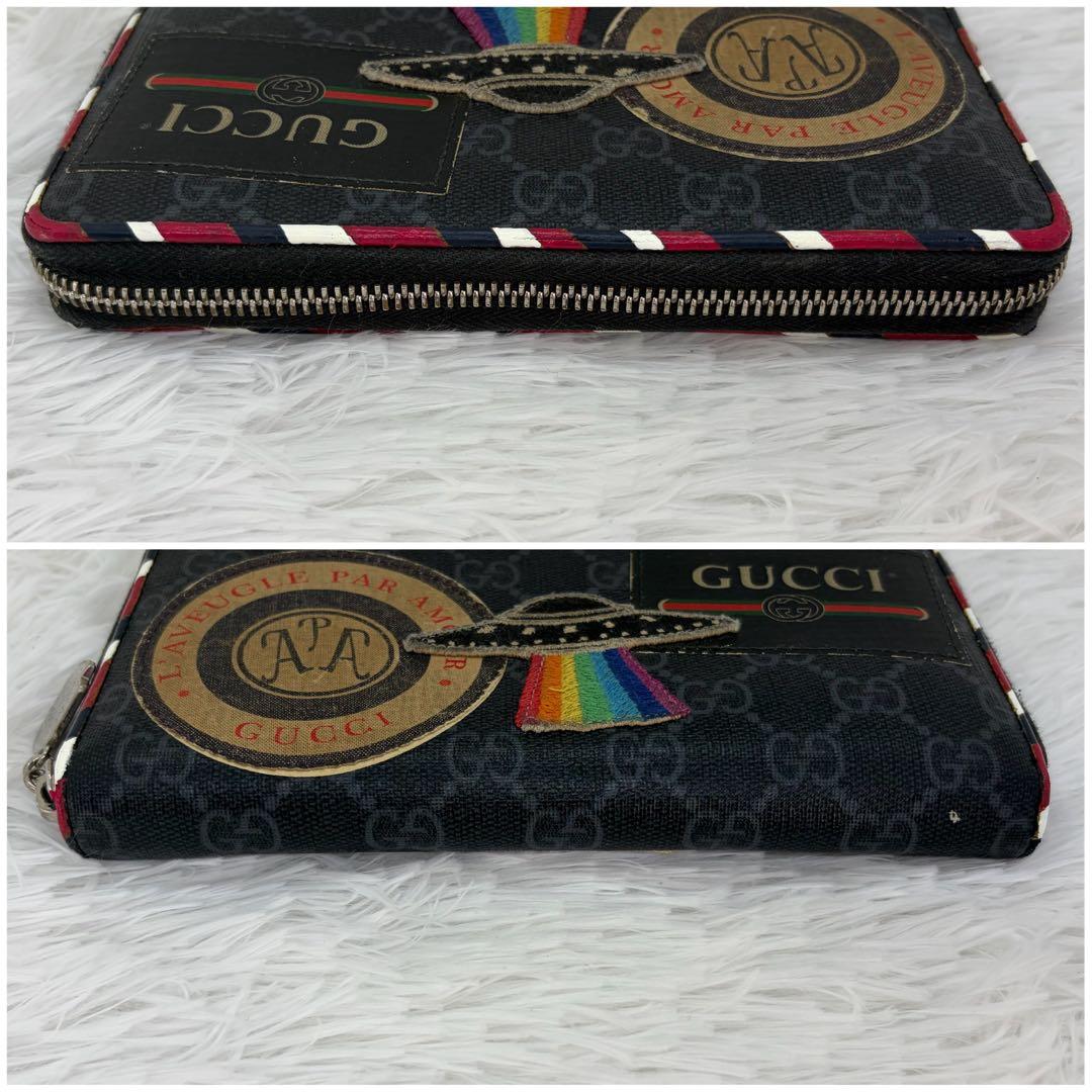 美品✨ グッチ　長財布　ラウンドファスナー　ナイト　クーリエ　レザー　ブラック