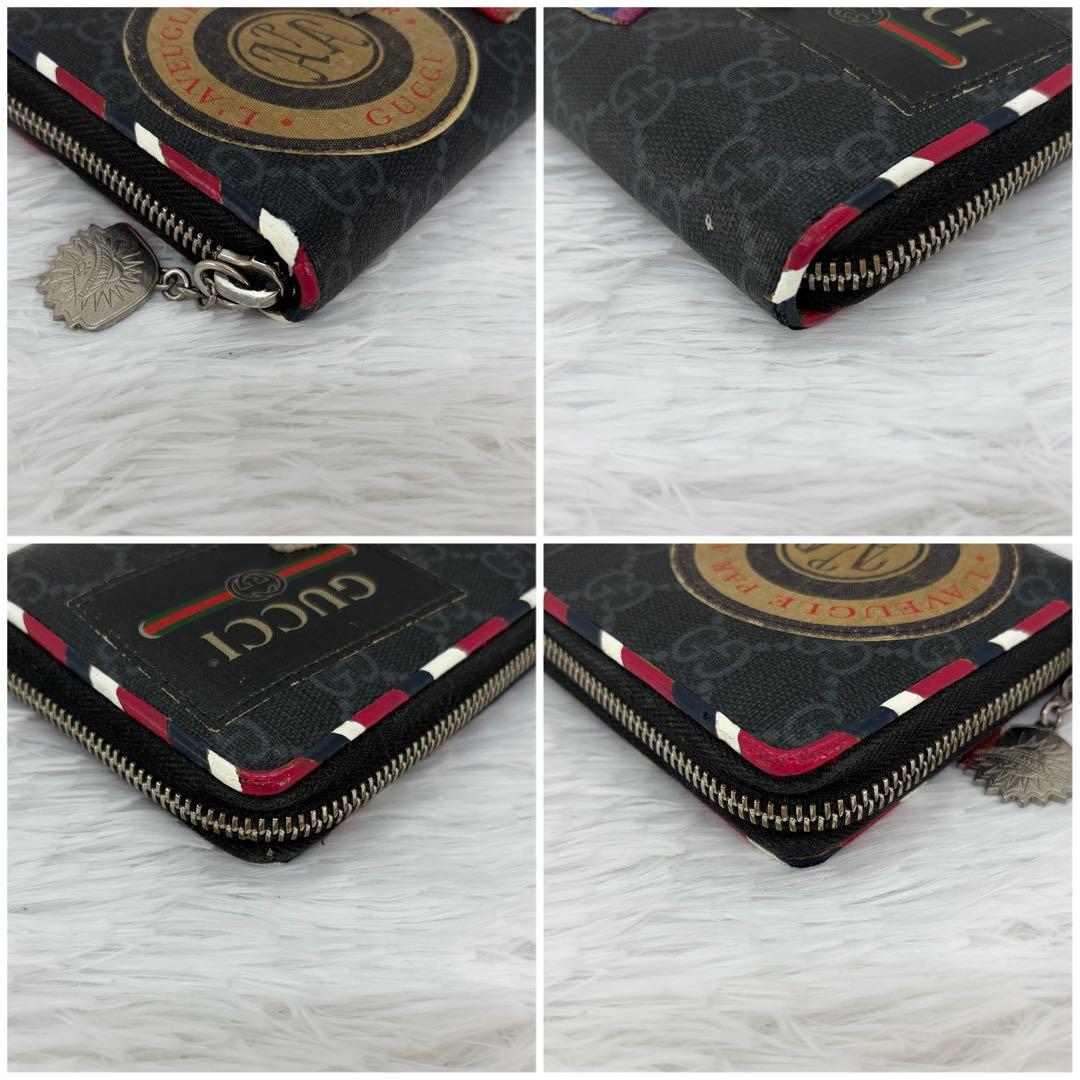 美品✨ グッチ　長財布　ラウンドファスナー　ナイト　クーリエ　レザー　ブラック