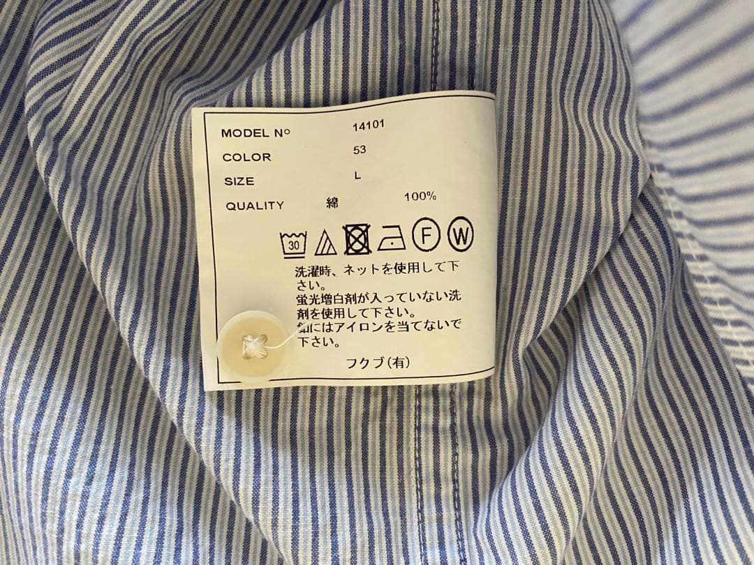 YAECA ボタンシャツワイド　ストライプ　Lサイズ