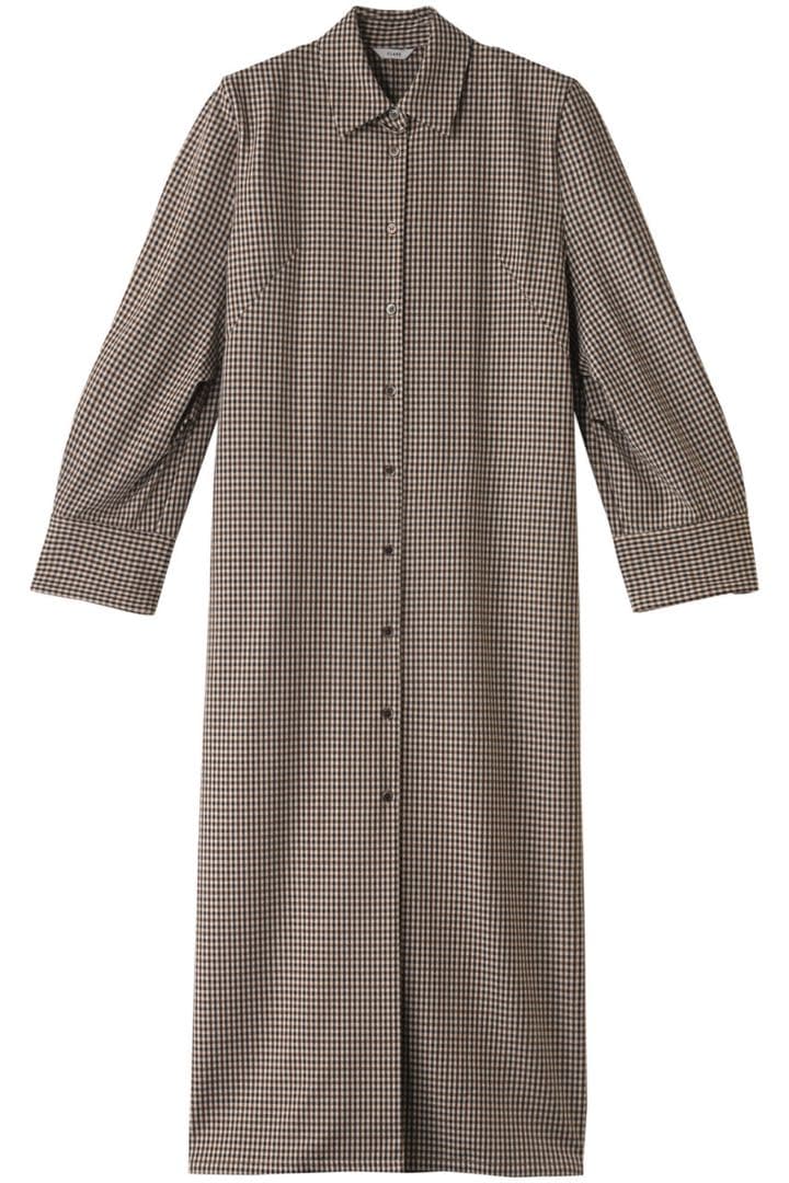 ワンピース CLANE POWERSHOULDER CHECK SHIRT ONEPIECE