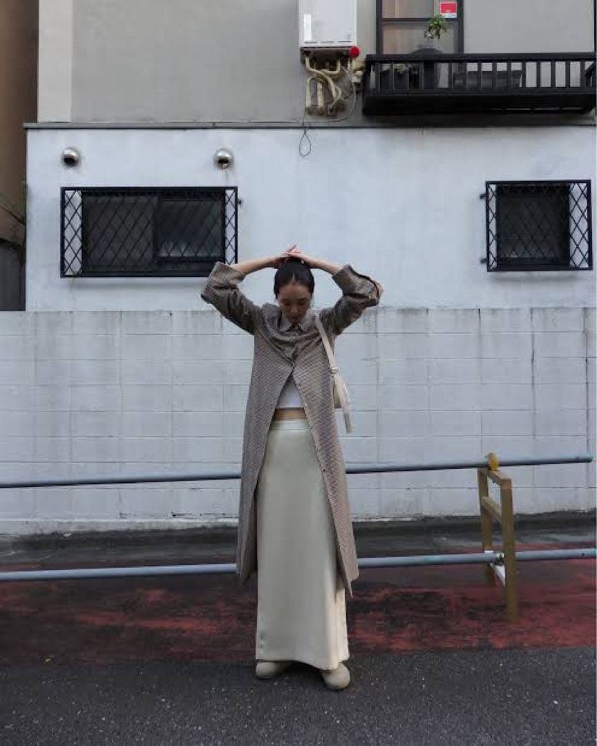 ワンピース CLANE POWERSHOULDER CHECK SHIRT ONEPIECE