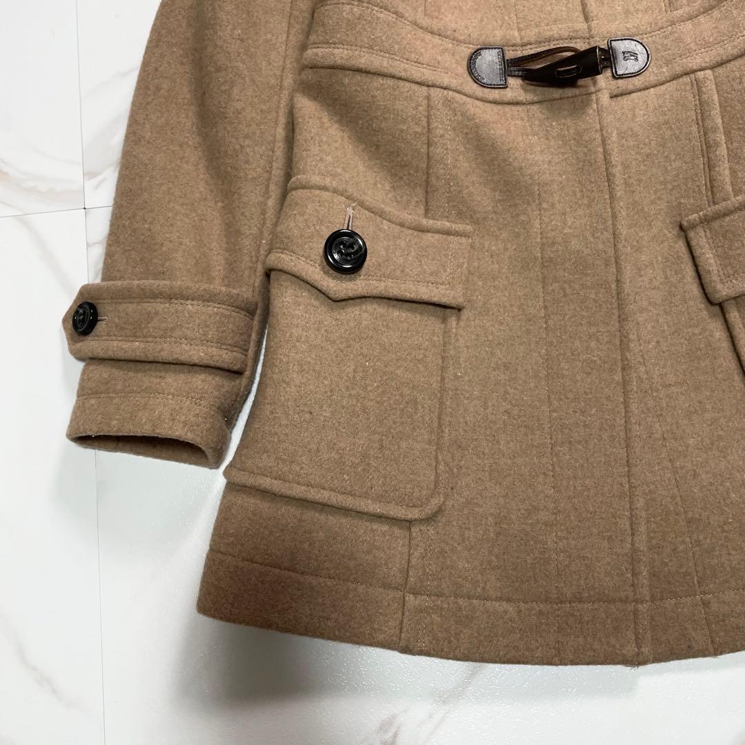 バーバリーブルーレーベル ダッフルコート フード トグル チェック 刻印