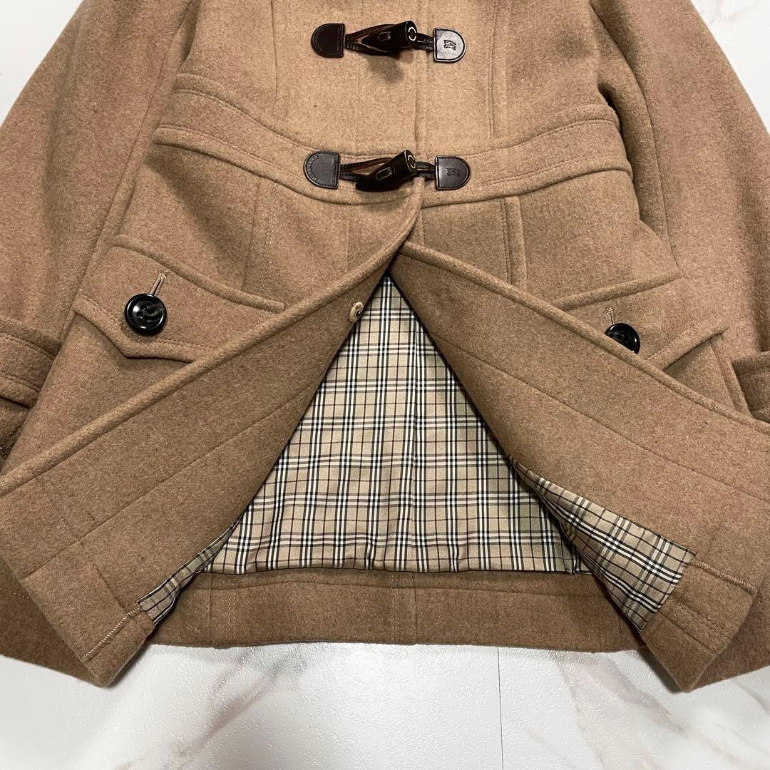 バーバリーブルーレーベル ダッフルコート フード トグル チェック 刻印