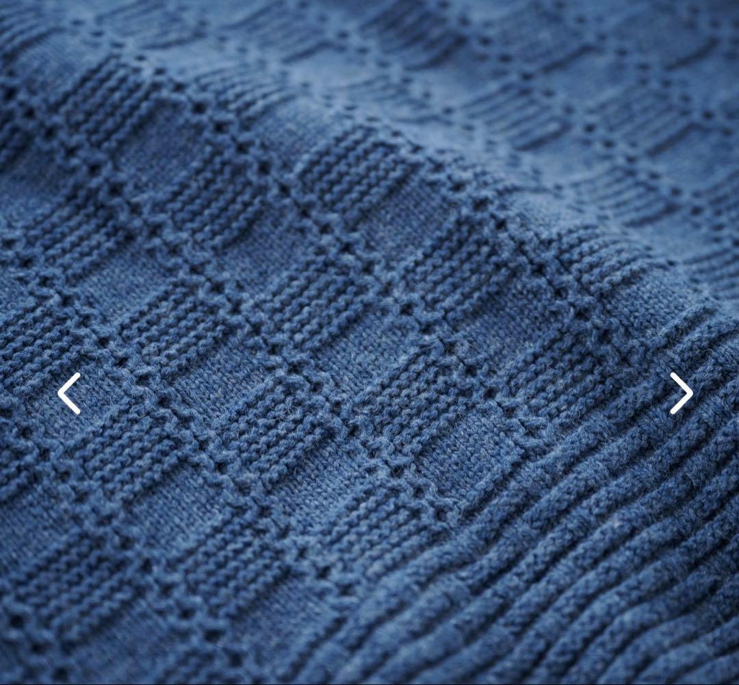 バスケット編みのニット　セーター 長袖 クルーネック　コットン混紡