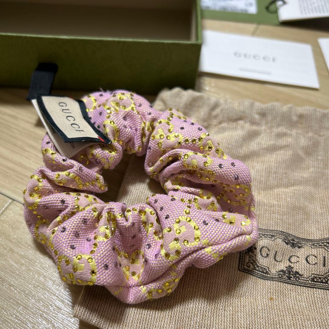 値下げ中！レシート有！グッチ GGキャンバス シュシュ ピンク