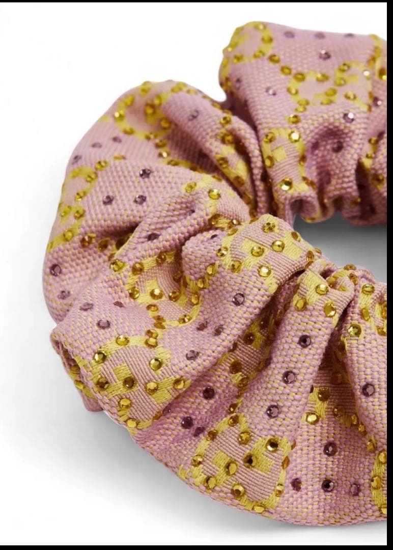 値下げ中！レシート有！グッチ GGキャンバス シュシュ ピンク