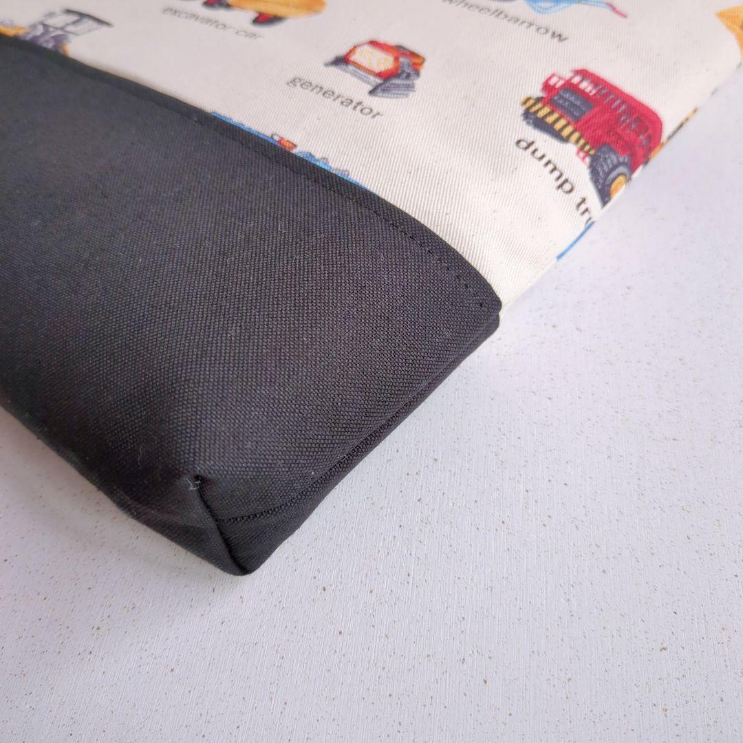 【asa】はたらく車のレッスンバッグ　シューズバッグ　内布キルティング