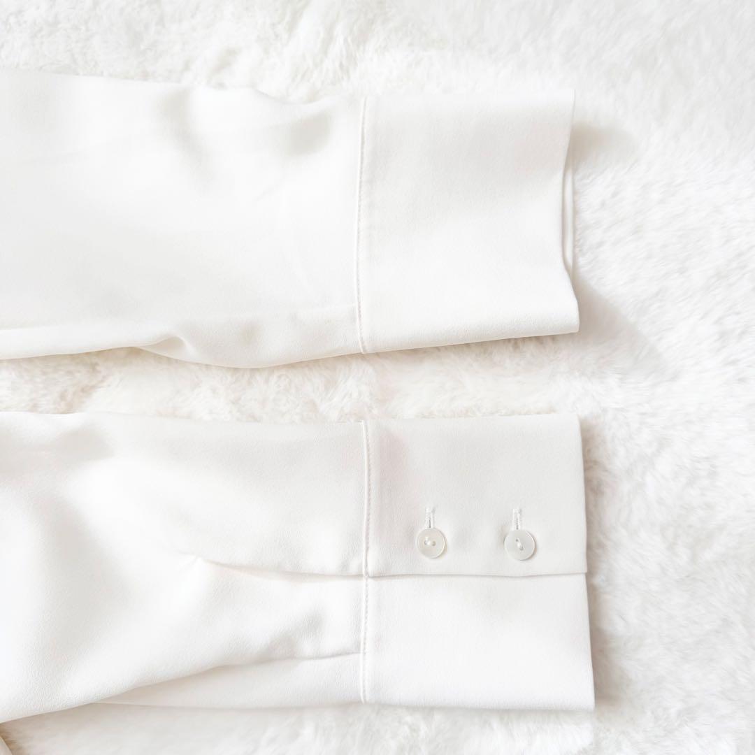 美品✨セオリー　ジョーゼットタイブラウス　長袖　アイボリー　Sサイズ　ボウタイ