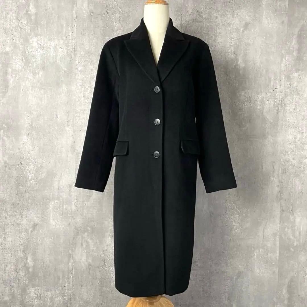 agnès b. アニエスベー アンゴラ混 ウール チェスターコート 黒 40