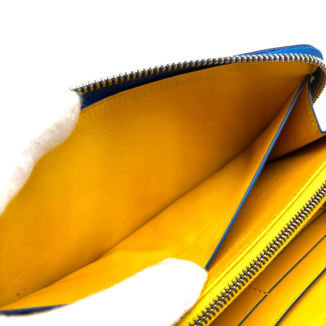 【極美品】ボッテガヴェネタ 長財布 マキシイントレ RFIDモデル 青 × 黄