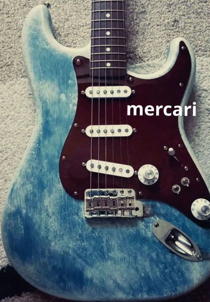 自作 ストラトキャスター Dust Blue コンポーネント 木製PG レリック