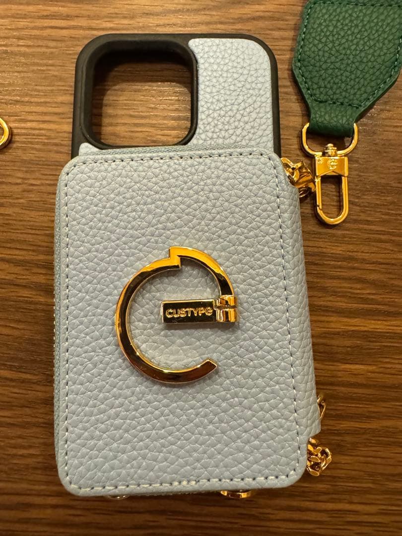 custype ライトブルー iPhone14proケース ストラップ付き 美品