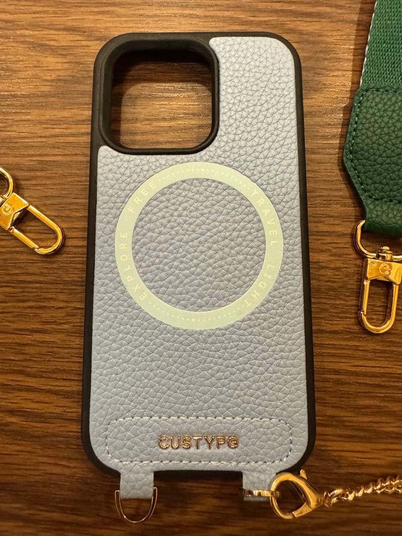 custype ライトブルー iPhone14proケース ストラップ付き 美品