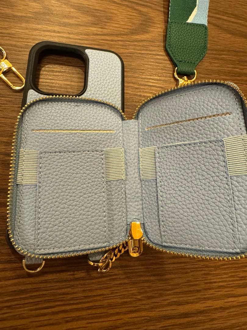 custype ライトブルー iPhone14proケース ストラップ付き 美品