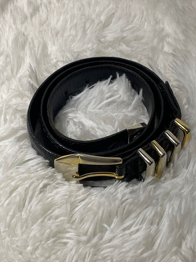 希少　GIANNI VERSACE 本革 メデューサ金具 ベルト 黒 イタリア製