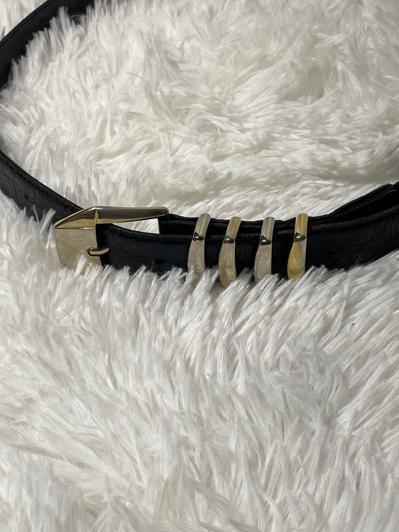 希少　GIANNI VERSACE 本革 メデューサ金具 ベルト 黒 イタリア製