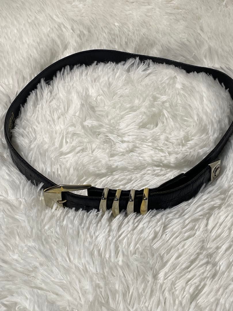 希少　GIANNI VERSACE 本革 メデューサ金具 ベルト 黒 イタリア製