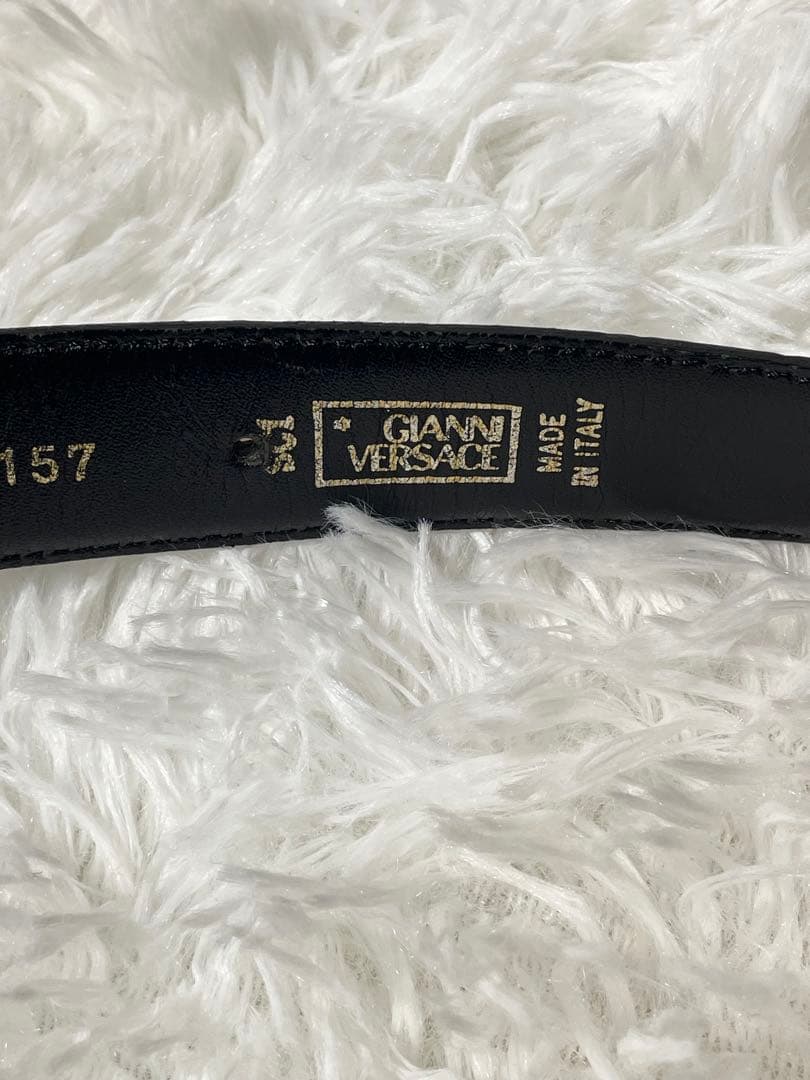 希少　GIANNI VERSACE 本革 メデューサ金具 ベルト 黒 イタリア製