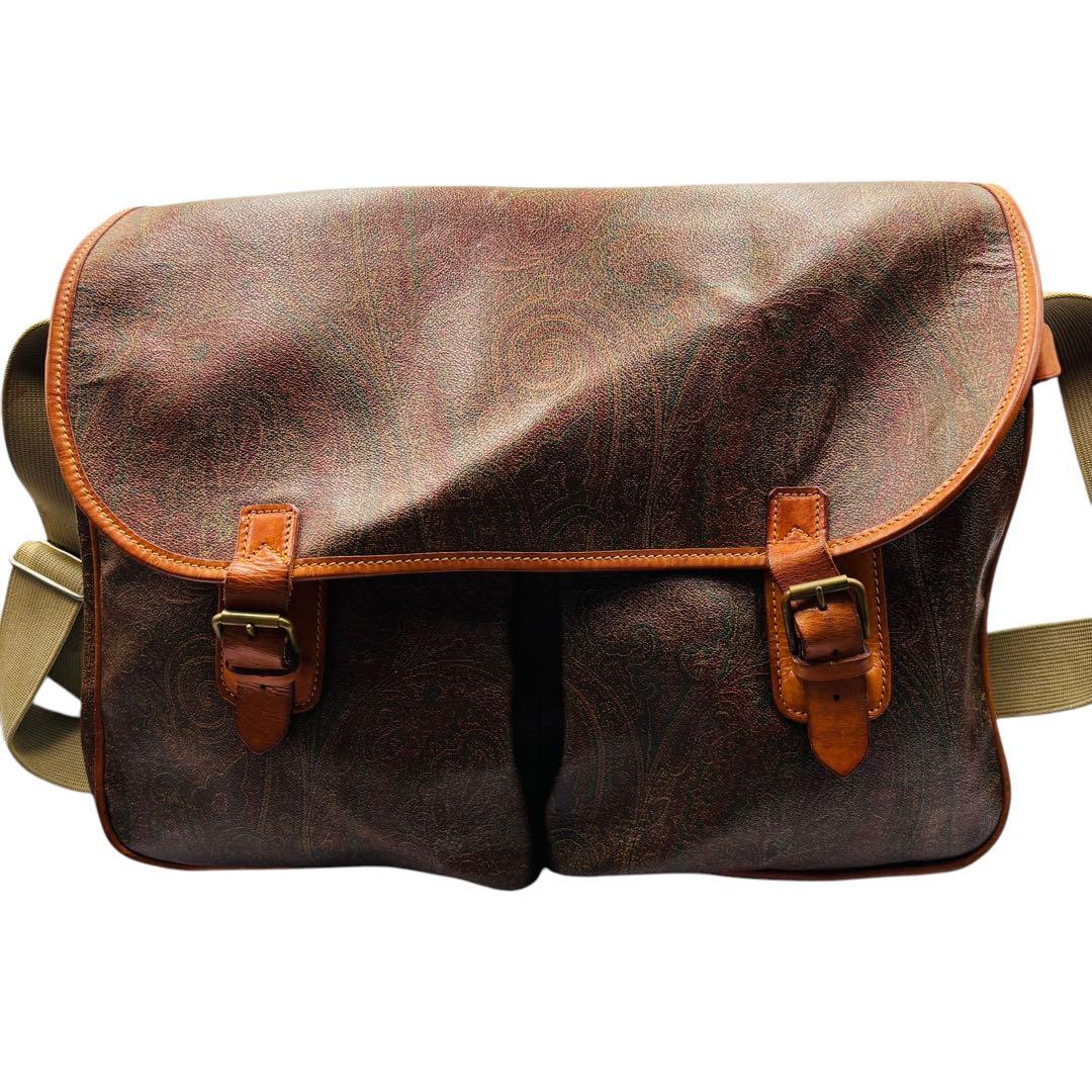 希少エトロ メッセンジャーバッグ ペイズリー 大容量 特大 肩掛け クロスボディ