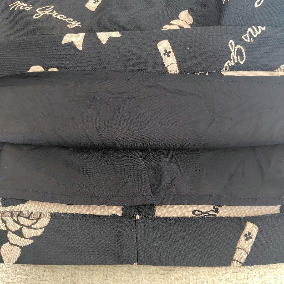 エムズグレイシー 花柄、リボン、リップ、ロゴ入り長袖ワンピース 40