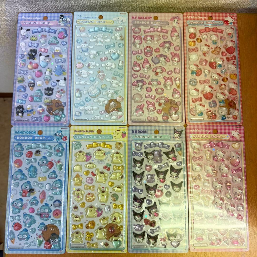 【正規品】サンリオ　第2弾　８種　ボンボンドロップシール　フルコンプリート