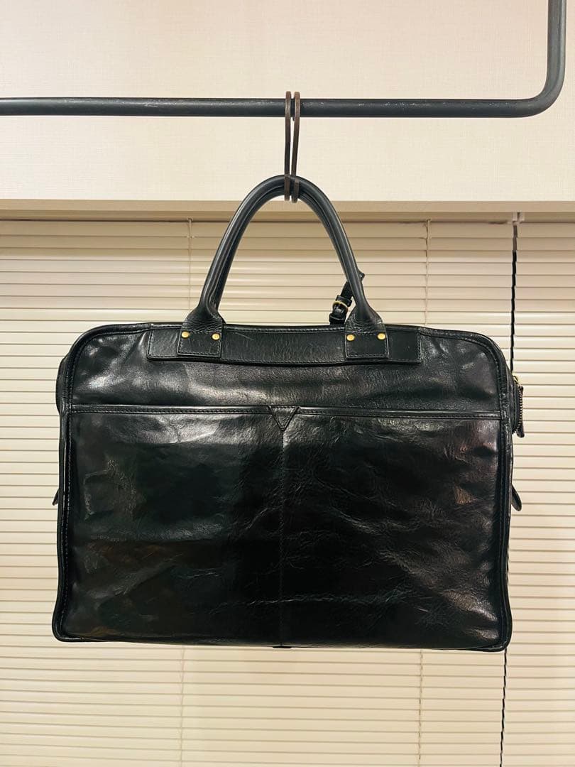 フェリージ8637 オールレザーブリーフケースバッグ　ブラック