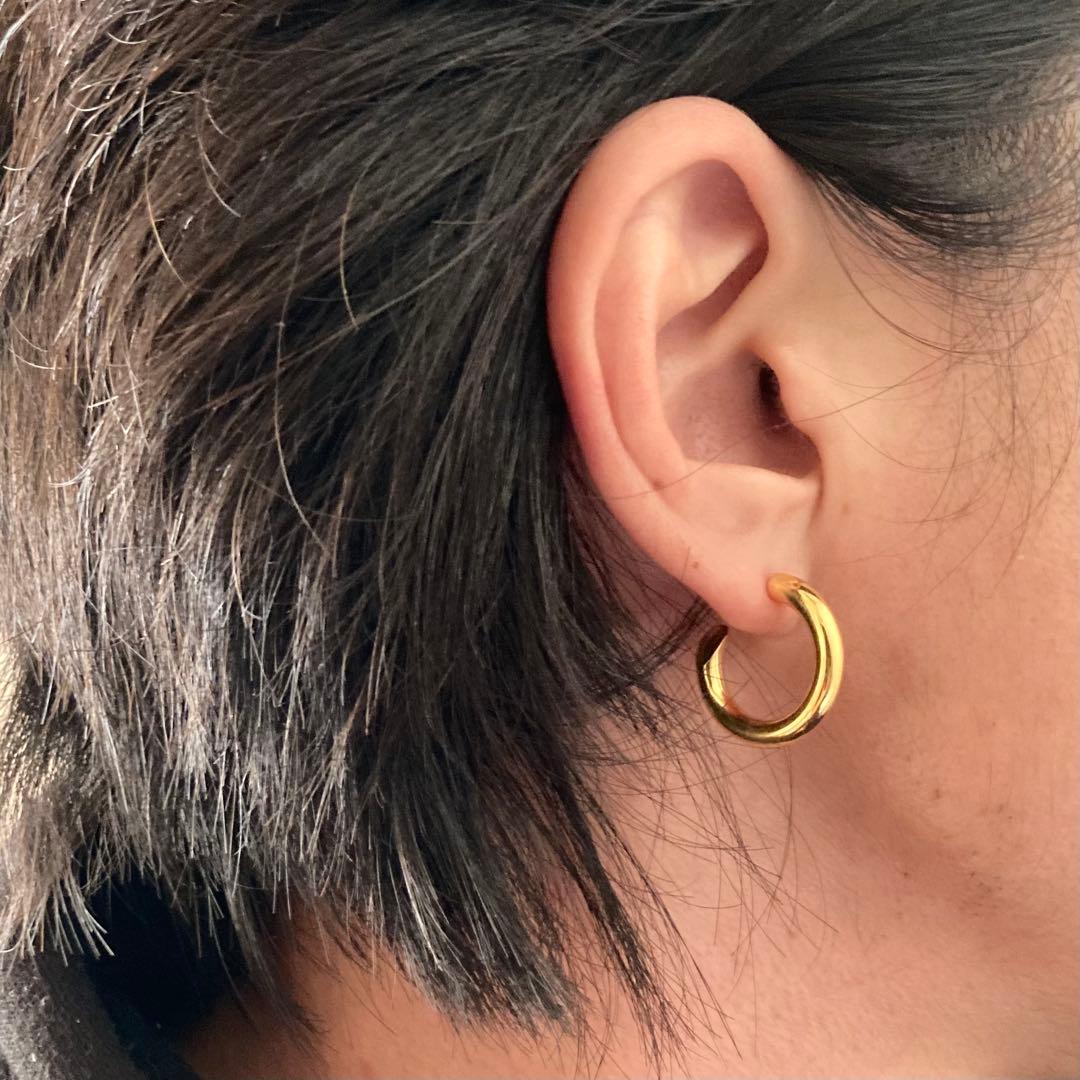 両耳ゴールド　2.5×18mm フープピアス　シルバー925