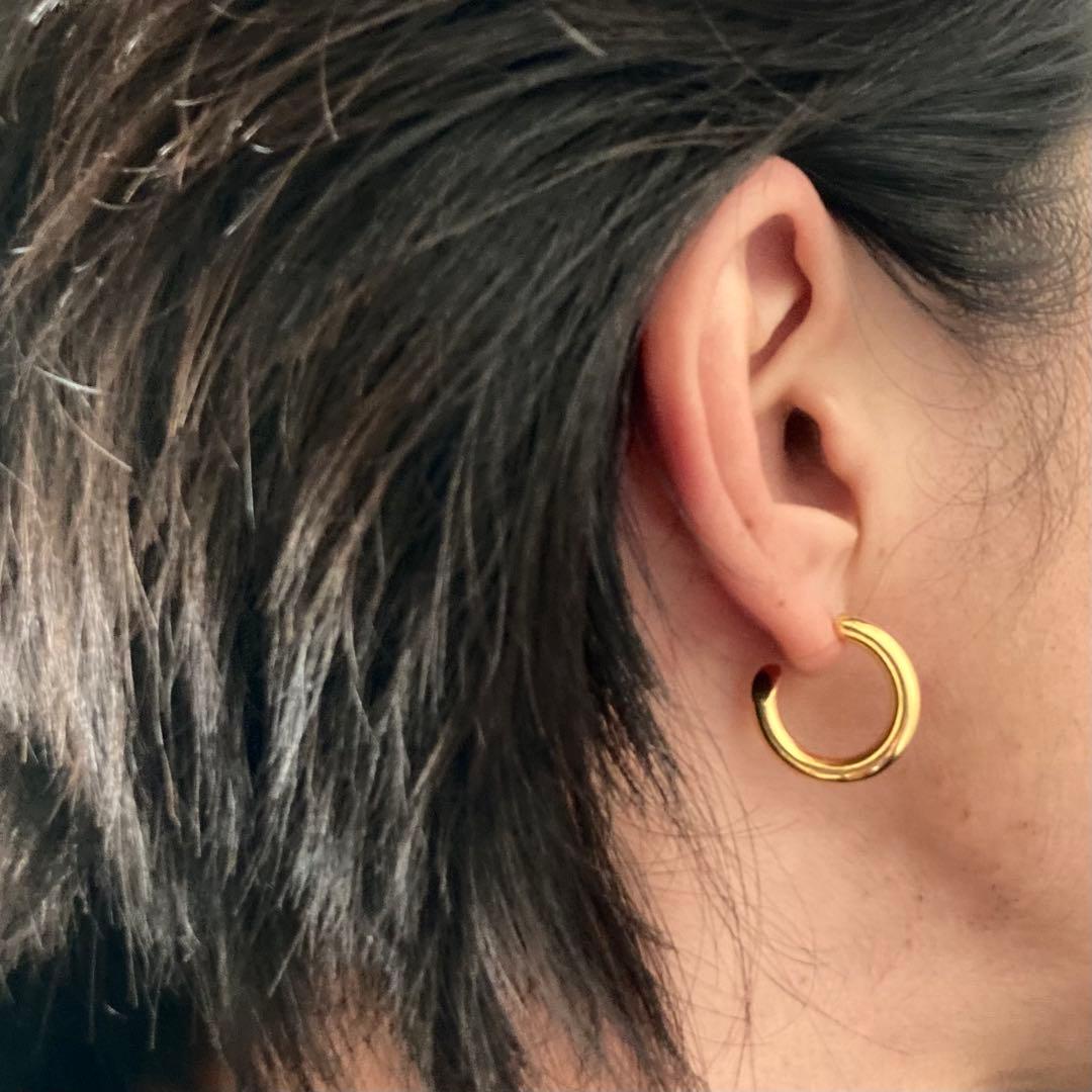 両耳ゴールド　2.5×18mm フープピアス　シルバー925