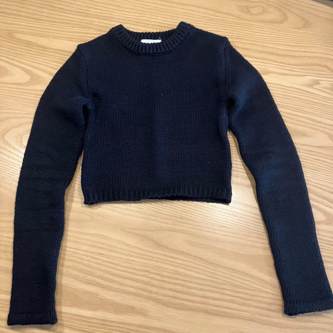 clane コットンショートニット ブラック