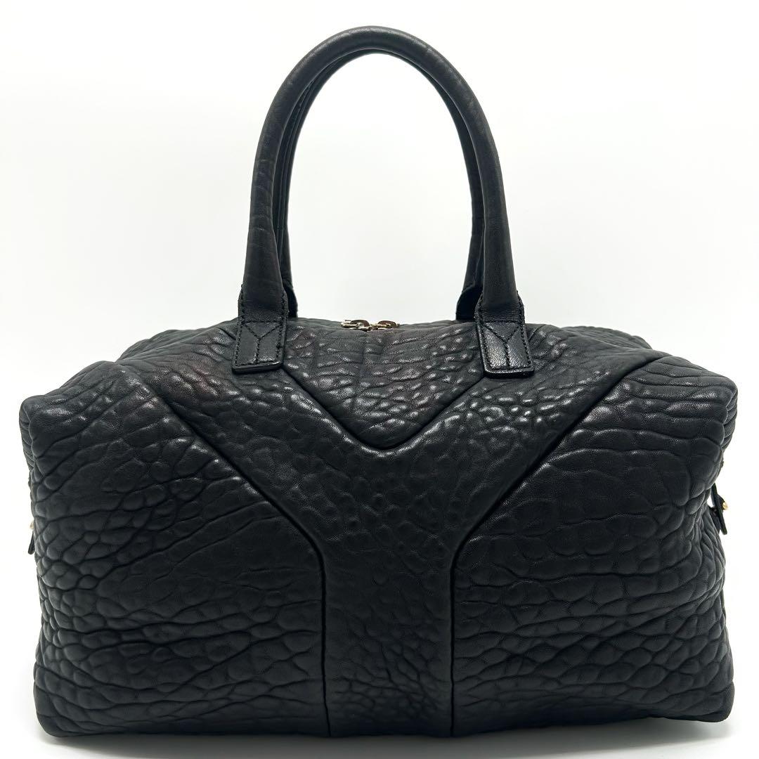 美品 イヴサンローラン ボストンバッグ トート Yライン ブラック レディース