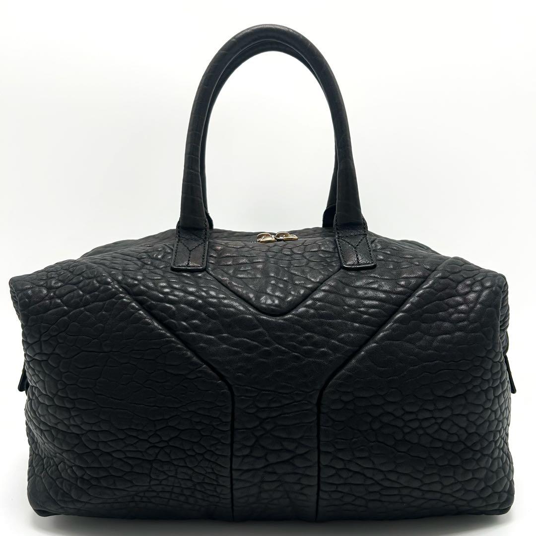 美品 イヴサンローラン ボストンバッグ トート Yライン ブラック レディース