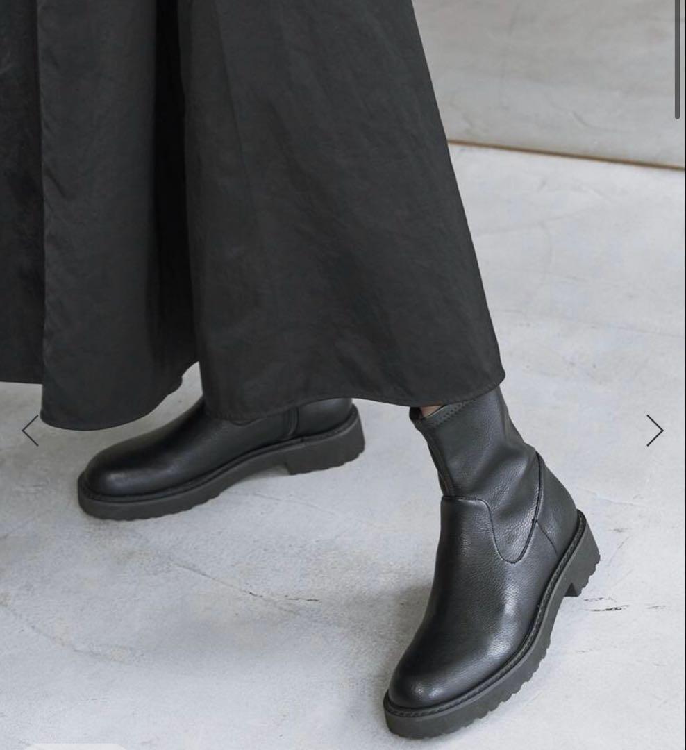 ルタロン3.5cmトラックソールフィットショートブーツ 黒