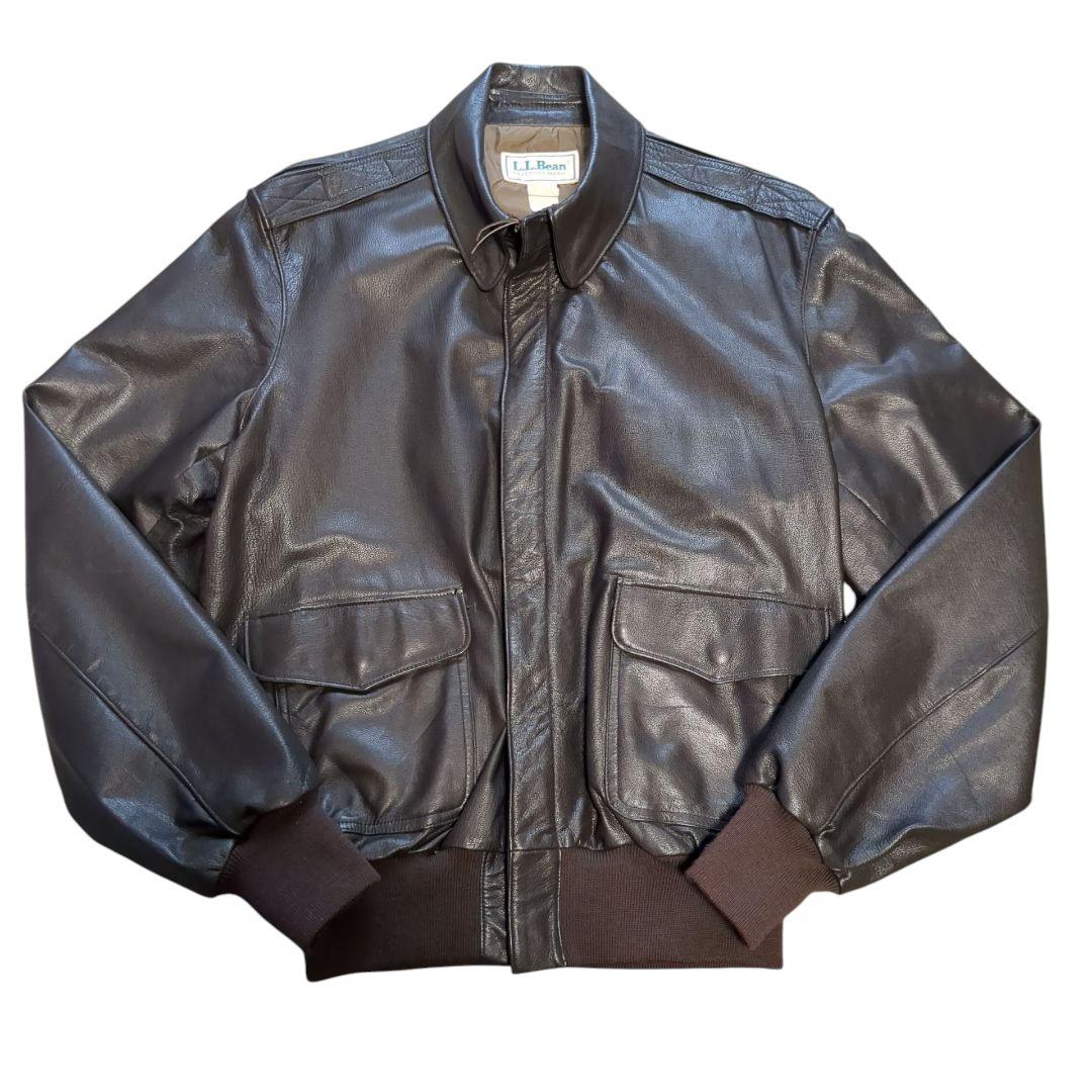 美品 USA製 L.L.Bean A-2タイプ レザージャケット ブラック XL